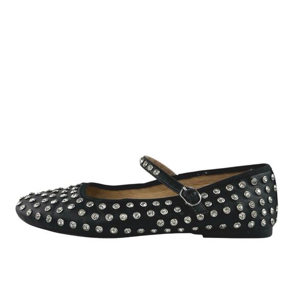 Steve Madden Vinetta Women's Black Rhinestone Studded Mary Jane Ballet Flats 7M - Picture 1 of 8